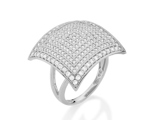 MAXI ANEL BANHADO A RHODIUM COM ZIRCÔNIAS