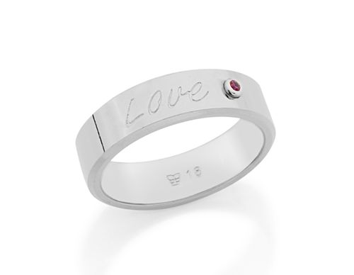 ALIANÇA LOVE BANHADA A RHODIUM COM ZIRCÔNIA