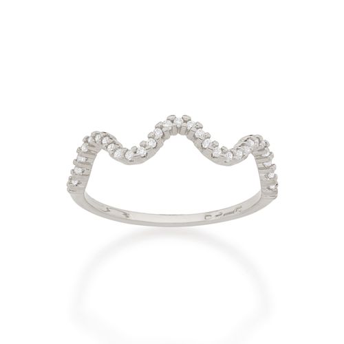 ANEL ONDAS BANHADO A RHODIUM COM ZIRCÔNIAS