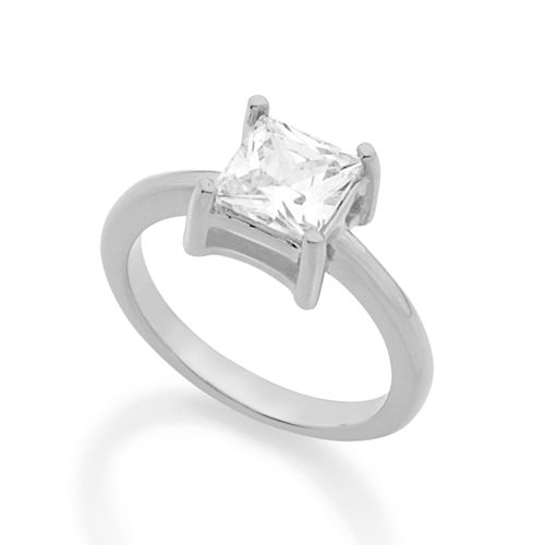 ANEL SOLITÁRIO BANHADO A RHODIUM COM ZIRCÔNIA