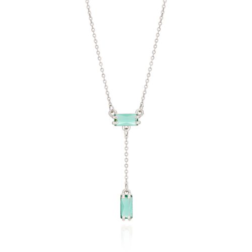 GARGANTILHA GRAVATA  BANHADA A RHODIUM COM CRISTAIS