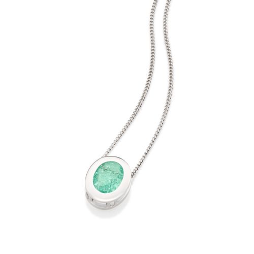 GARGANTILHA BANHADA A RHODIUM COM CRISTAL OVAL