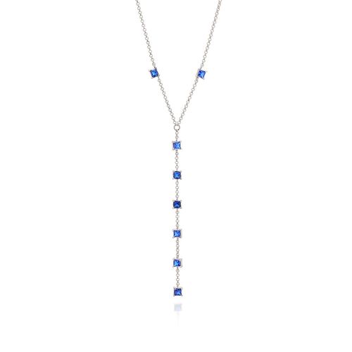 GARGANTILHA GRAVATA BANHADA A RHODIUM COM ZIRCÔNIAS