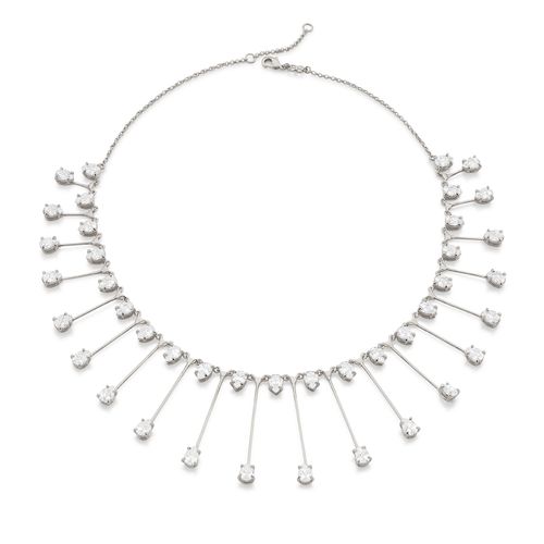 GARGANTILHA BANHADA A RHODIUM COM ZIRCÔNIAS GOTA