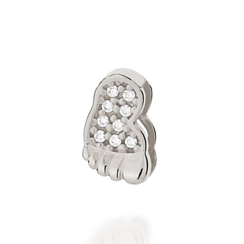 PINGENTE BANHADO A RHODIUM FORMATO PÉ COM ZIRCÔNIAS