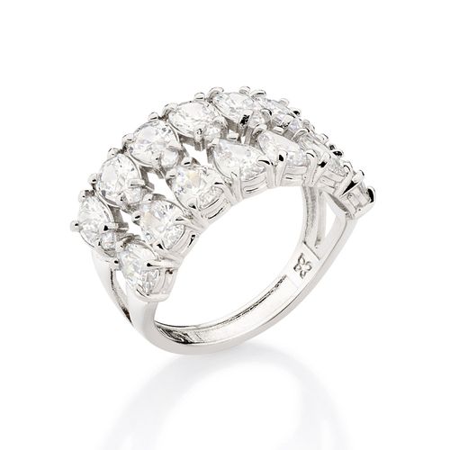 MAXI ANEL BANHADO A PLATINA COM ZIRCÔNIAS