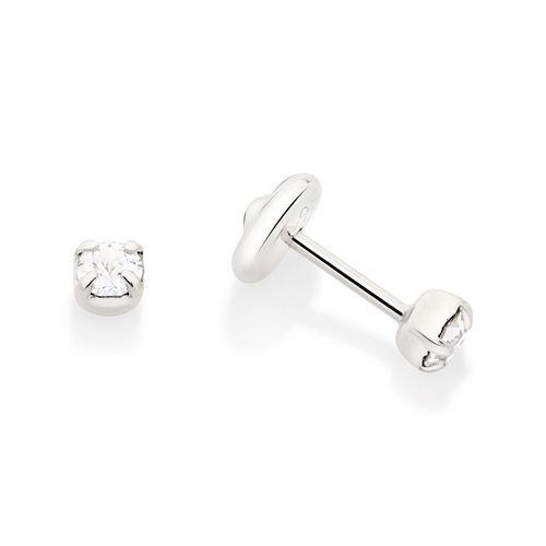 BRINCO SOLITÁRIO BANHADO A PLATINA COM CRISTAIS