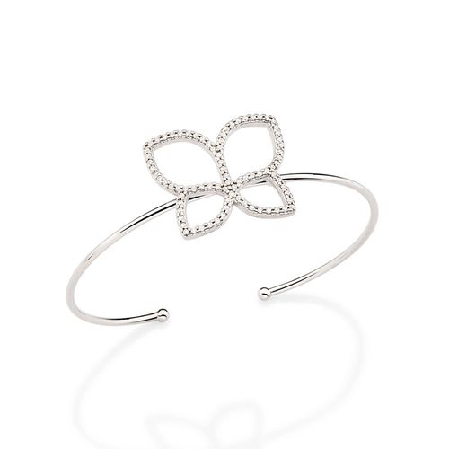 BRACELETE BORBOLETA BANHADO A PLATINA COM ZIRCÔNIAS