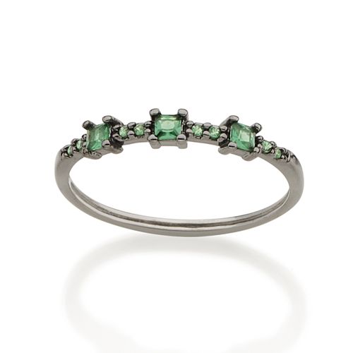 MEIA ALIANÇA BANHADA A RHODIUM NEGRO COM ZIRCÔNIAS