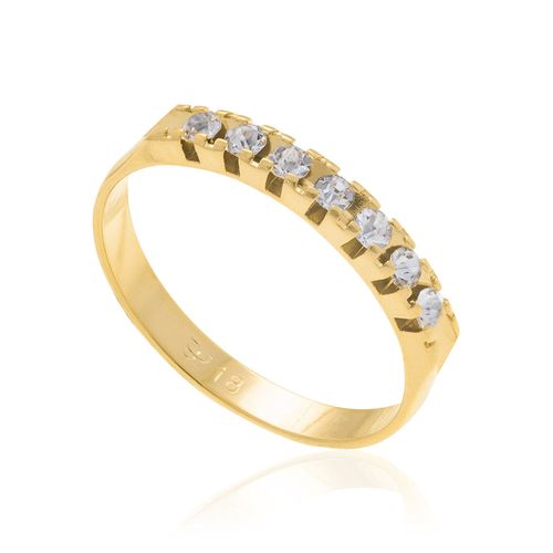 MEIA ALIANÇA BANHADA A OURO 18K COM CRISTAIS