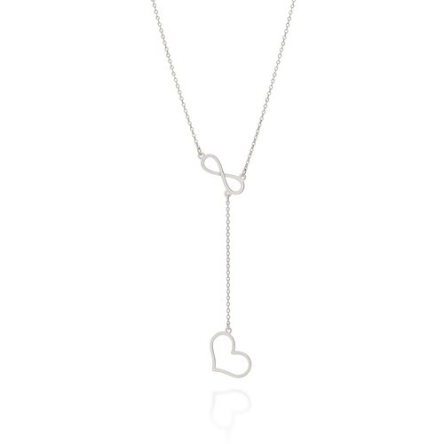 GARGANTILHA GRAVATA AMOR ETERNO BANHADA A RHODIUM