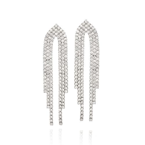 MAXI BRINCO CASCATA BANHADO A PLATINO COM ZIRCÔNIAS