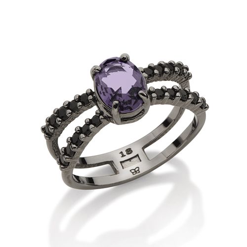 ANEL ARO DUPLO BANHADO A RHODIUM NEGRO