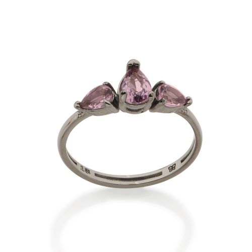 ANEL BANHADO A RHODIUM NEGRO COM CRISTAIS GOTA