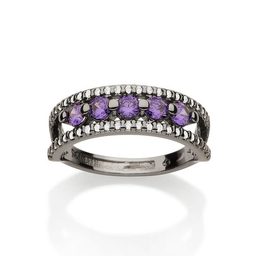 ANEL BANHADO A RHODIUM NEGRO COM ZIRCÔNIAS