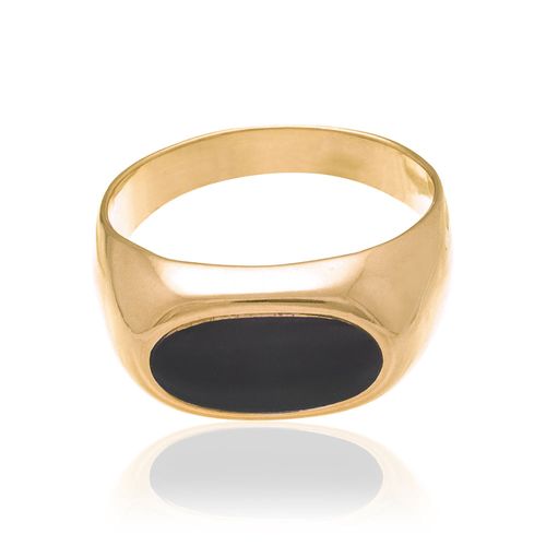 ANEL OVAL BANHADO A OURO 18K COM APLICAÇÃO DE RESINA