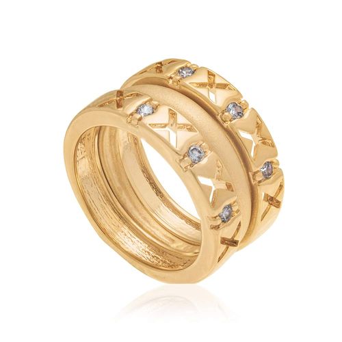 ANEL TRIPLO BANHADO A OURO 18K