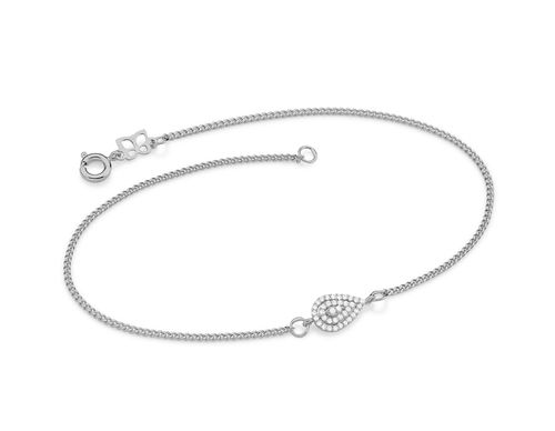 TORNOZELEIRA BANHADA A RHODIUM COM ZIRCÔNIAS