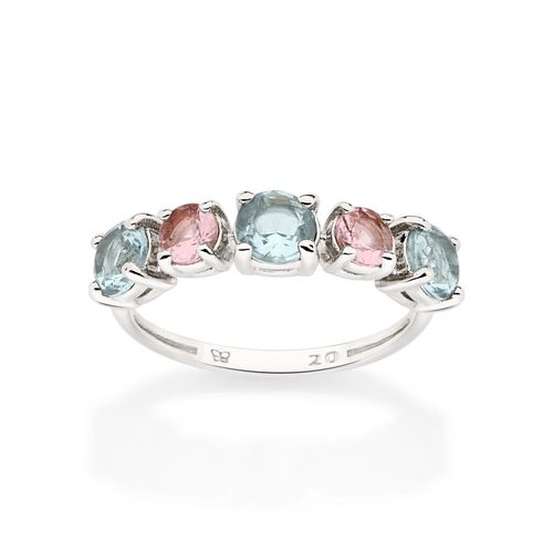 ANEL BANHADO A PLATINA COM CRISTAIS REDONDOS