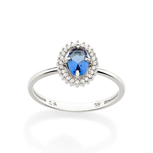 ANEL SOLITÁRIO OVAL BANHADO A PLATINA