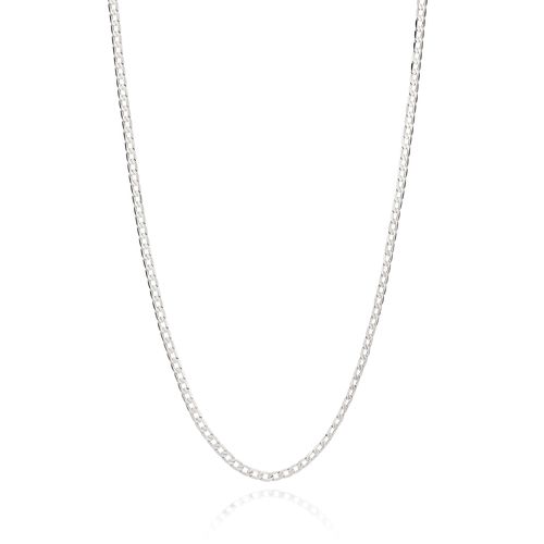 CORDÃO ELO CURTO BATIDO BANHADO A PLATINA