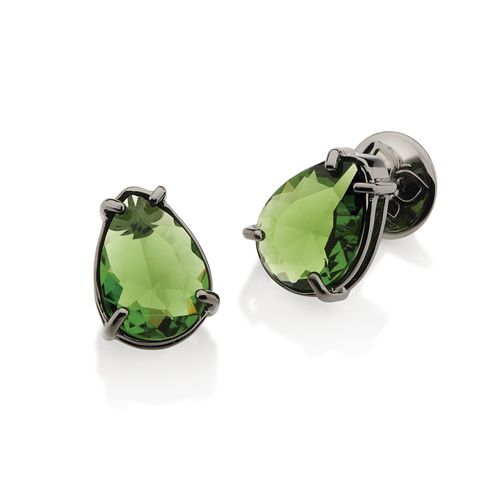 BRINCO SOLITÁRIO BANHADO A RHODIUM NEGRO COM CRISTAIS GOTAS