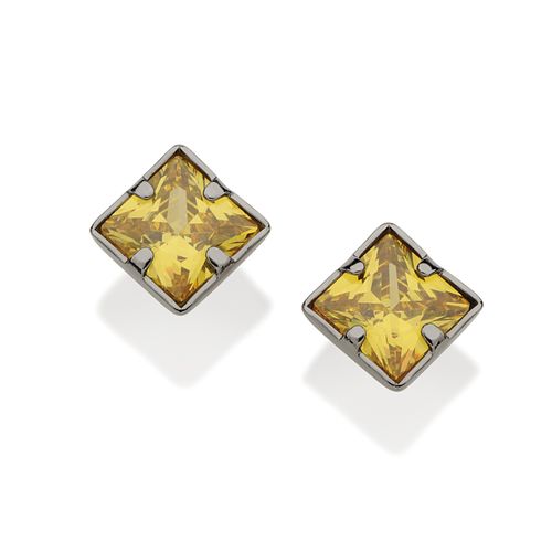 BRINCO SOLITÁRIO BANHADO A RHODIUM NEGRO COM ZIRCÔNIA QUADRADA