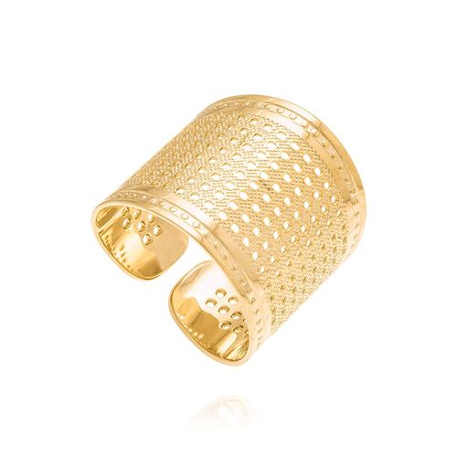 MAXI ANEL AJUSTÁVEL VAZADO BANHADO A OURO 18K