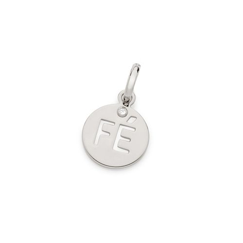 PINGENTE BANHADO A RHODIUM COM PALAVRA FÉ