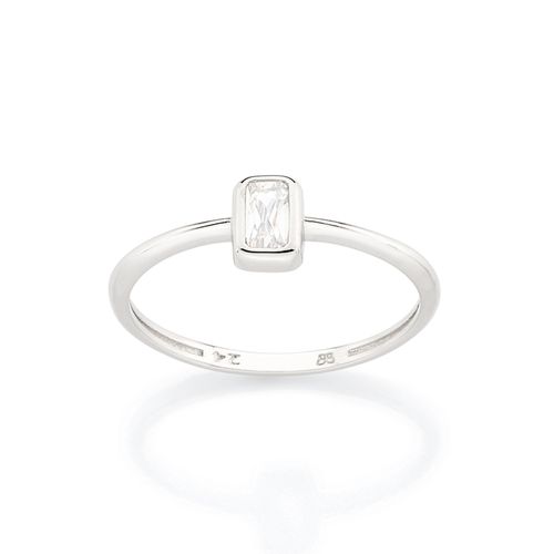 ANEL SOLITÁRIO BANHADO A PLATINA COM ZIRCÔNIA