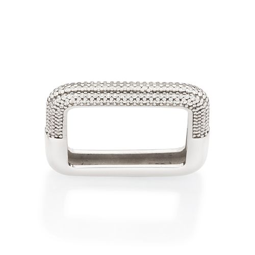 ANEL QUADRADO BANHADO A PLATINA COM ZIRCÔNIAS