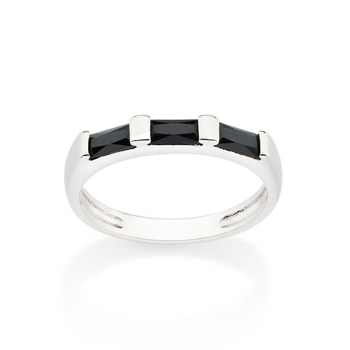 MEIA ALIANÇA BANHADA A PLATINA COM ZIRCÔNIAS BAGUETES