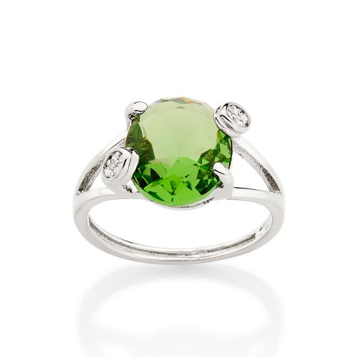 ANEL SOLITÁRIO BANHADO A PLATINA COM CRISTAL E ZIRCÔNIAS