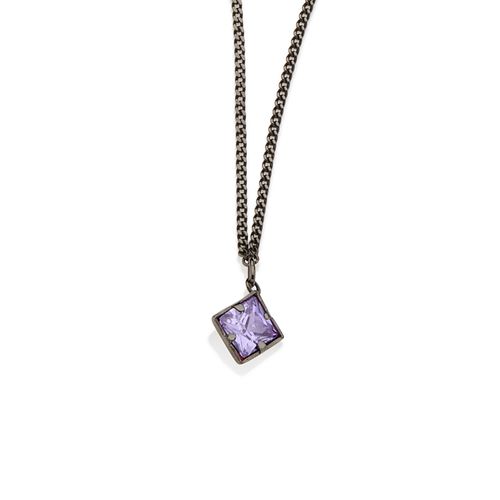 GARGANTILHA BANHADA A RHODIUM NEGRO COM ZIRCÔNIA QUADRADA