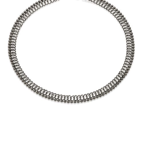GARGANTILHA CHOKER BANHADA A RHODIUM NEGRO
