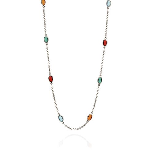 GARGANTILHA BANHADA A RHODIUM NEGRO COM CRISTAIS