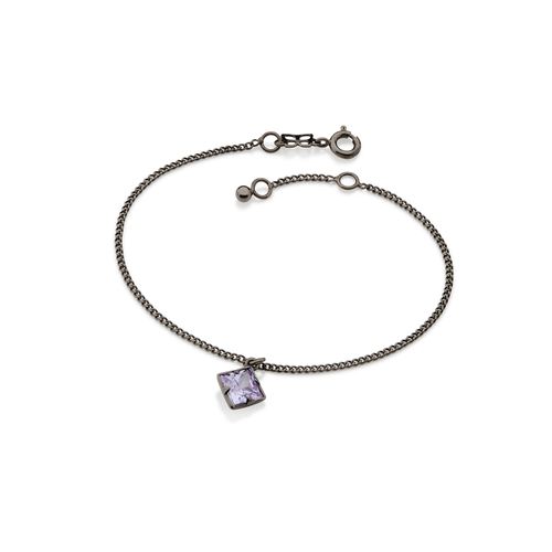 PULSEIRA BANHADA A RHODIUM NEGRO COM ZIRCÔNIA QUADRADA