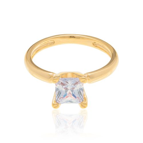 ANEL SOLITÁRIO BANHADO A OURO 18K COM ZIRCÔNIAS