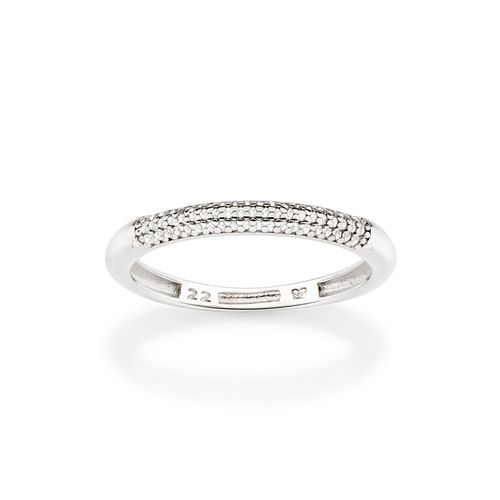 MEIA ALIANÇA BANHADA A PLATINA COM ZIRCÔNIAS