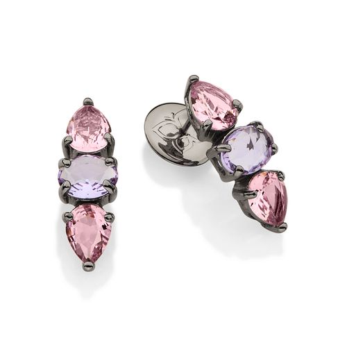 BRINCO CURVADO BANHADO A RHODIUM NEGRO COM CRISTAIS