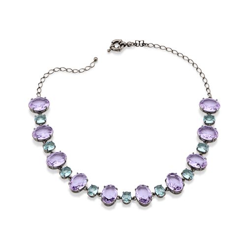 GARGANTILHA CHOKER PODER BANHADA A RHODIUM NEGRO COM CRISTAIS