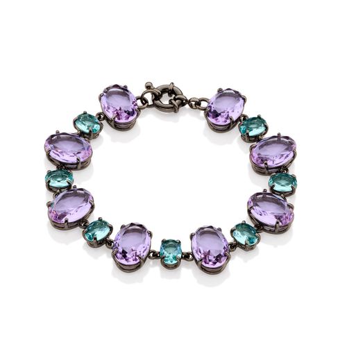PULSEIRA PODER BANHADA A RHODIUM NEGRO COM CRISTAIS