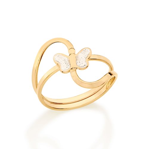 ANEL BANHADO A OURO 18K COM APLICAÇÃO DE RHODIUM