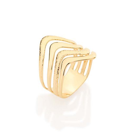 MAXI ANEL COM ONDAS VAZADAS BANHADO A OURO 18K