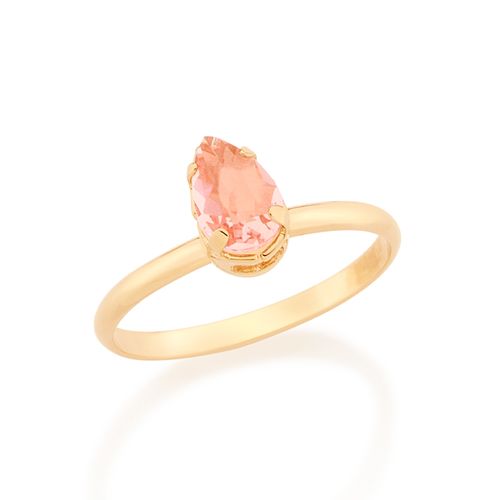 ANEL SOLITÁRIO BANHADO A OURO 18K COM ZIRCÔNIA GOTA