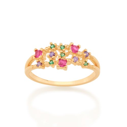 ANEL BANHADO A OURO 18K COM ZIRCÔNIAS