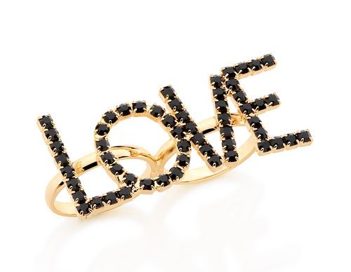 ANEL DUPLO BANHADO A OURO 18K LOVE COM CRISTAIS