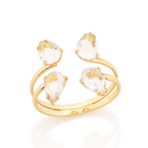 ANEL BANHADO A OURO 18K COM CRISTAIS