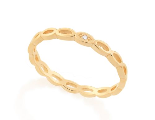 ALIANÇA BANHADA A OURO 18K COM ZIRCÔNIA