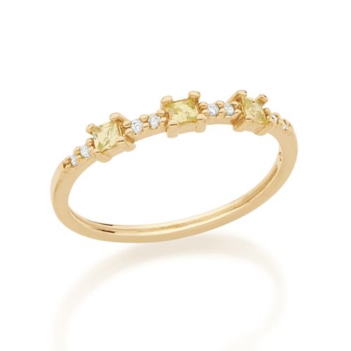 MEIA ALIANÇA AMARELA BANHADA A OURO 18K COM ZIRCÔNIAS